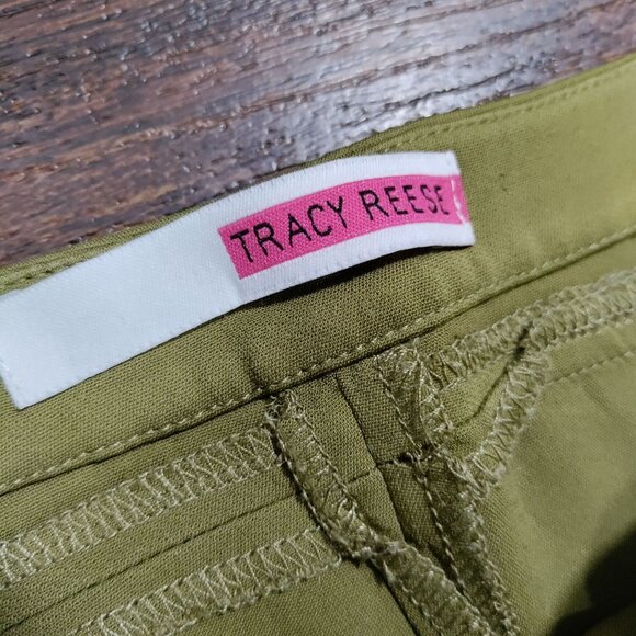 Vintage Tracy Reese Midrise Flat Front Flare Leg Y2K Trouser Pants Light Green - Picture 11 of 15